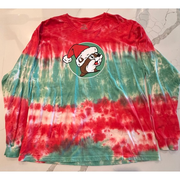 BUC-EE'S Other - Buc-ee's Christmas Tie Dye Long Sleeve Shirt Mens XL Santa Beaver Red Green